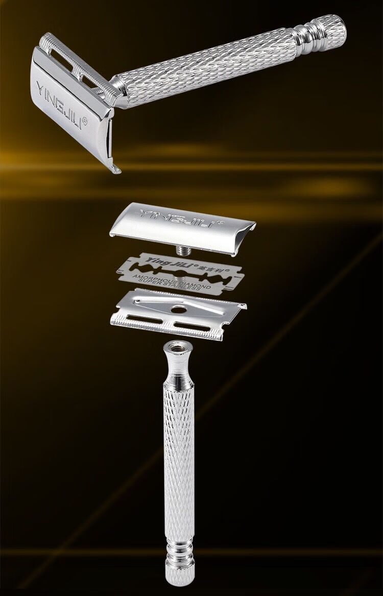 英吉利合金手动剃须刀老式双面刮胡刀手动挂卡包装双面刀片英吉利3016