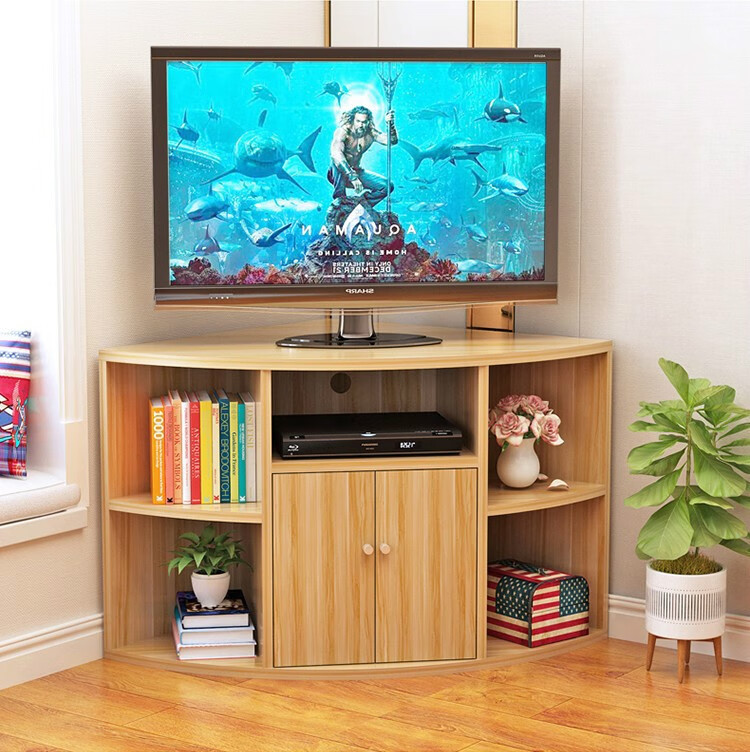 洛昌达三角电视柜转角储物柜简约卧室墙角柜圆弧电视柜客厅柜暖白50