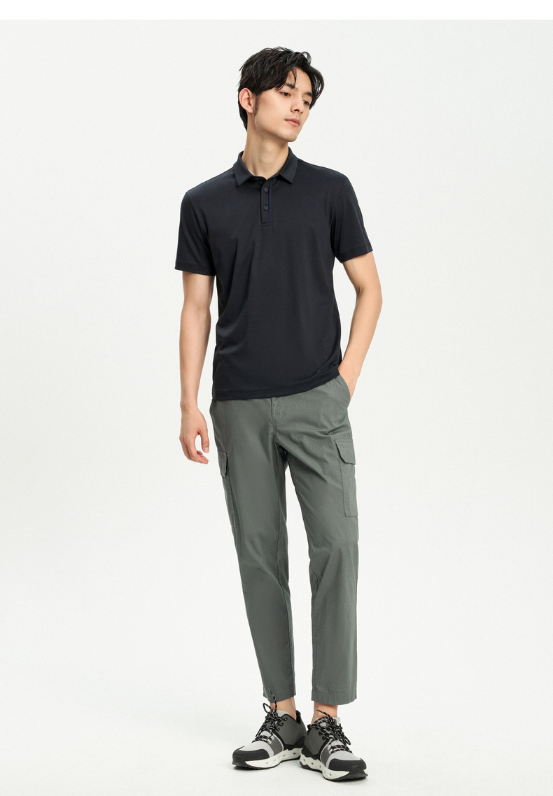 kolonsport可隆polo衫男款抗菌运动短袖上衣亲肤弹力户外休闲衣碳灰ci