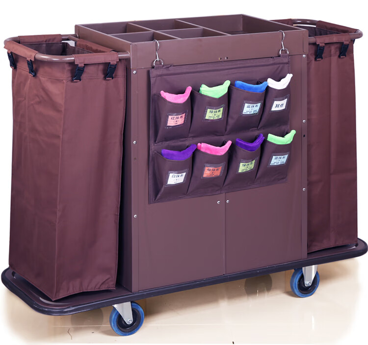 酒店客房工作车抹布袋挂袋清洁车布草车工具区分毛巾收纳分类五色8口