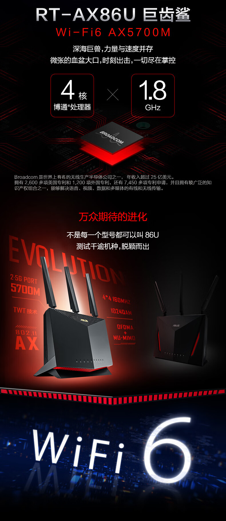 asus华硕rtax86u路由器wifi6全千兆端口家用高速无布谷鸟rtax86u