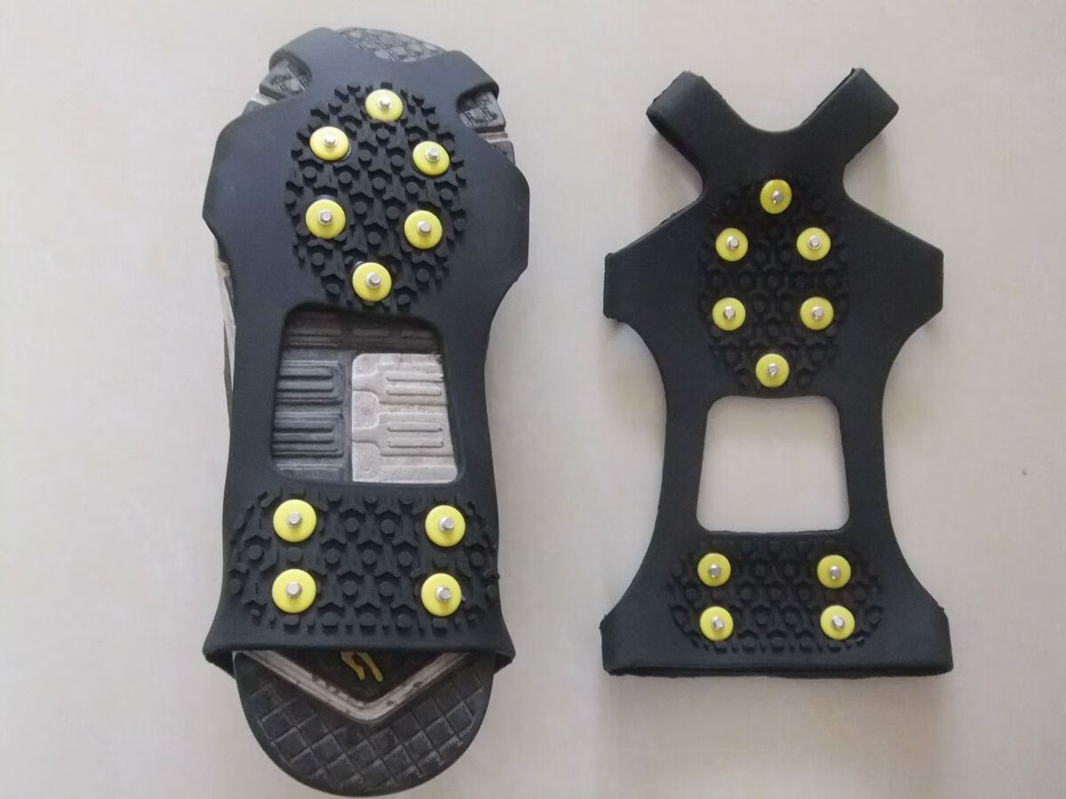 zs战术户外10齿冰爪登山旅游钓鱼雪地防滑鞋套硅胶钢钉布袋鞋钉 35-39