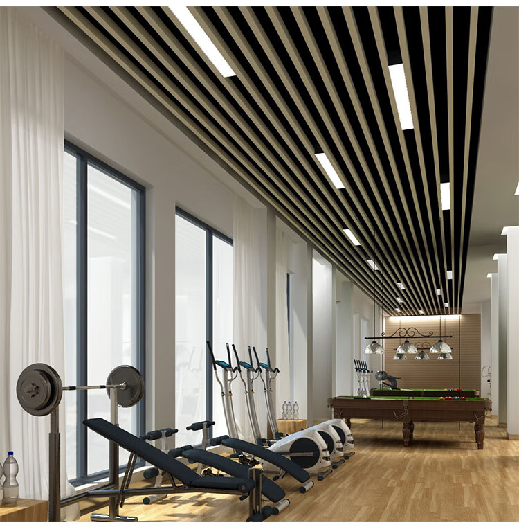 铝方通灯4/5/7/8/10/12公分方通吊顶专用健身房格栅天花led长条灯 黑