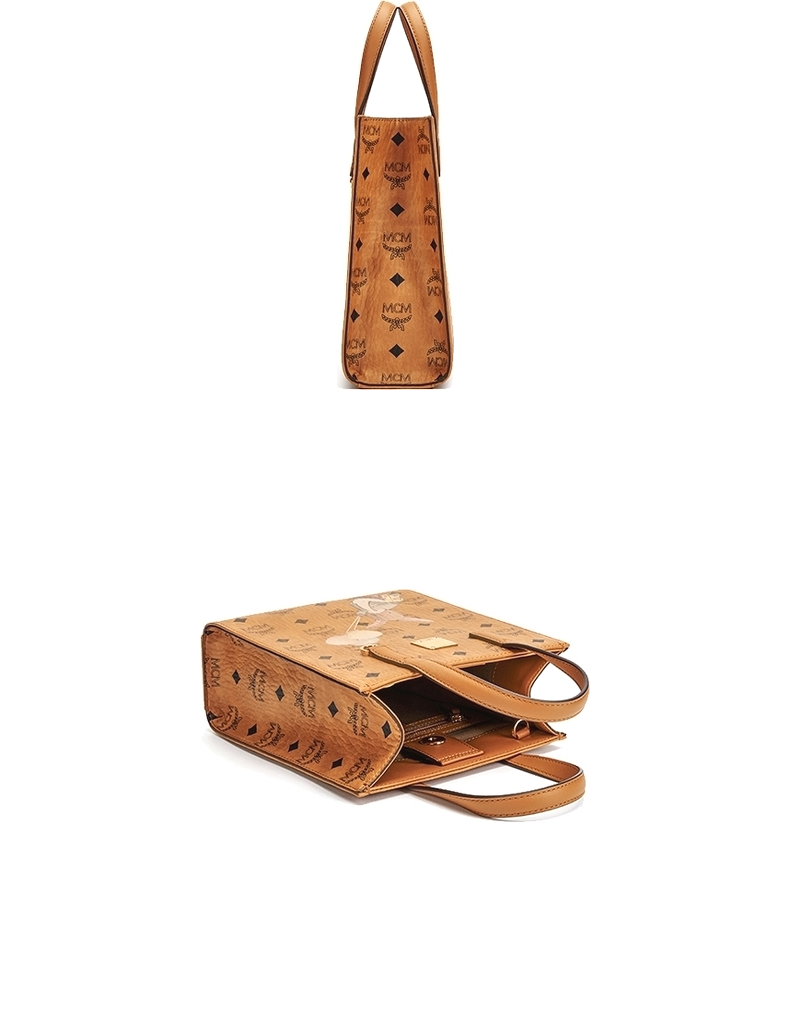 mcmportuna迷你经典印花单肩手提斜挎托特包琴谱包干邑色迷你