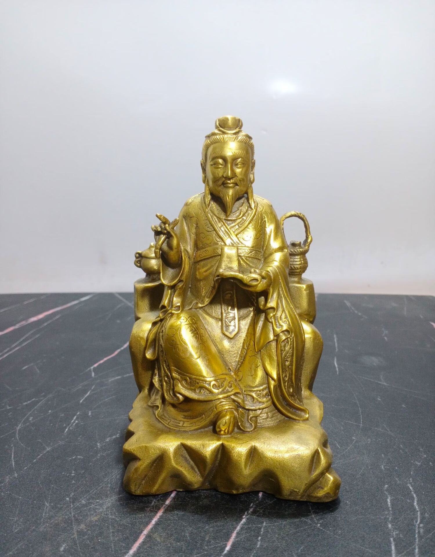 鼎盛福纯铜药王孙思邈神像摆件居家药店医院供养安康医师人物工艺品c