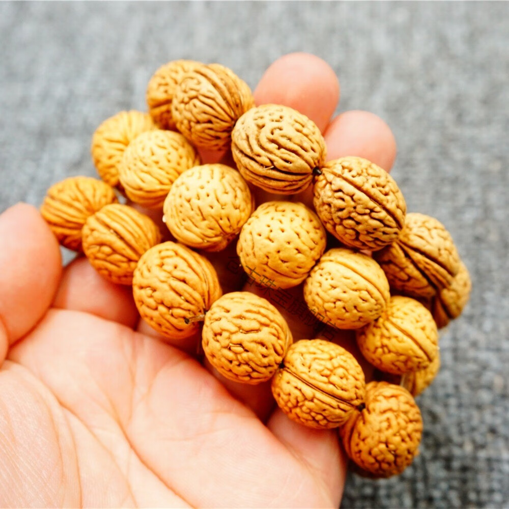 文玩山桃核桃胡手串脑纹密纹小桃核手把玩件盘玩古玩单圈手链