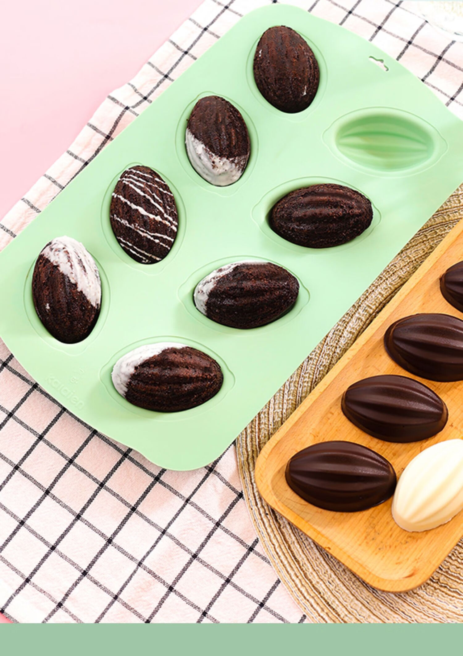玛德琳蛋糕小米糕创意可蒸可烤烘焙硅胶磨具 可可豆硅胶模具【图片