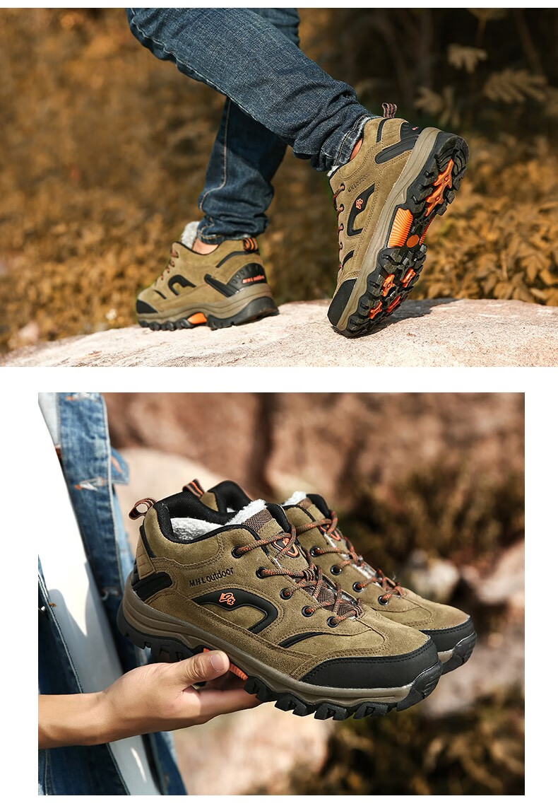 迪卡侬男鞋秋冬季棉鞋户外休闲鞋加绒保暖鞋防滑登山鞋爬上徒步鞋