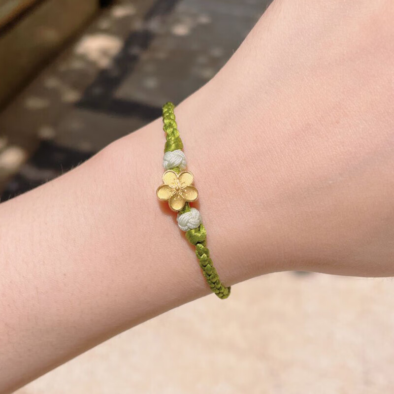 老凤凰生日礼物520礼物小桃花黄金手链女999足金桃花转运珠本命年编织