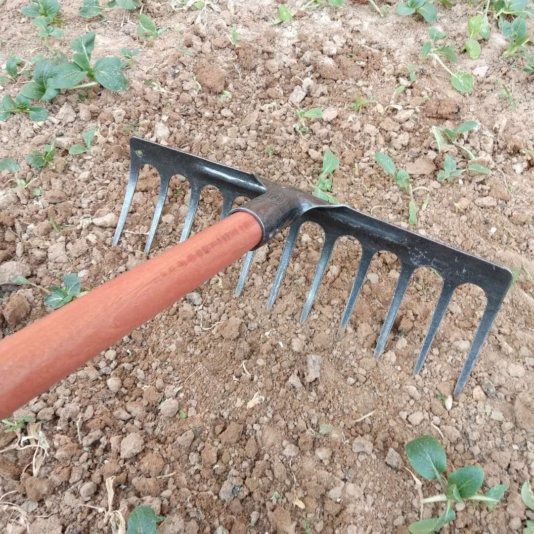 耙子农用工具翻土铁耙钉耙锄头平地搂草搂地钢耙子猪八戒九齿钉耙 11