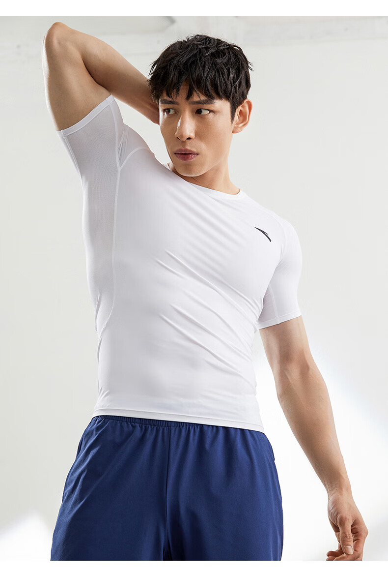 安踏冰肤科技运动短袖男士2022夏季训练健身服速干透气t恤1基础黑s165