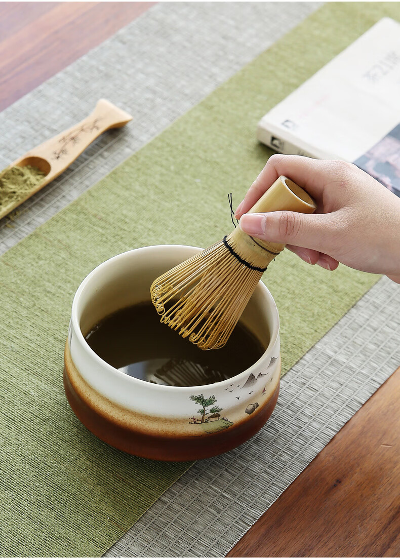 跨境日式窑变百本立抹茶套装打蛋器抹茶工具茶筅立宋代点茶具 哥窑