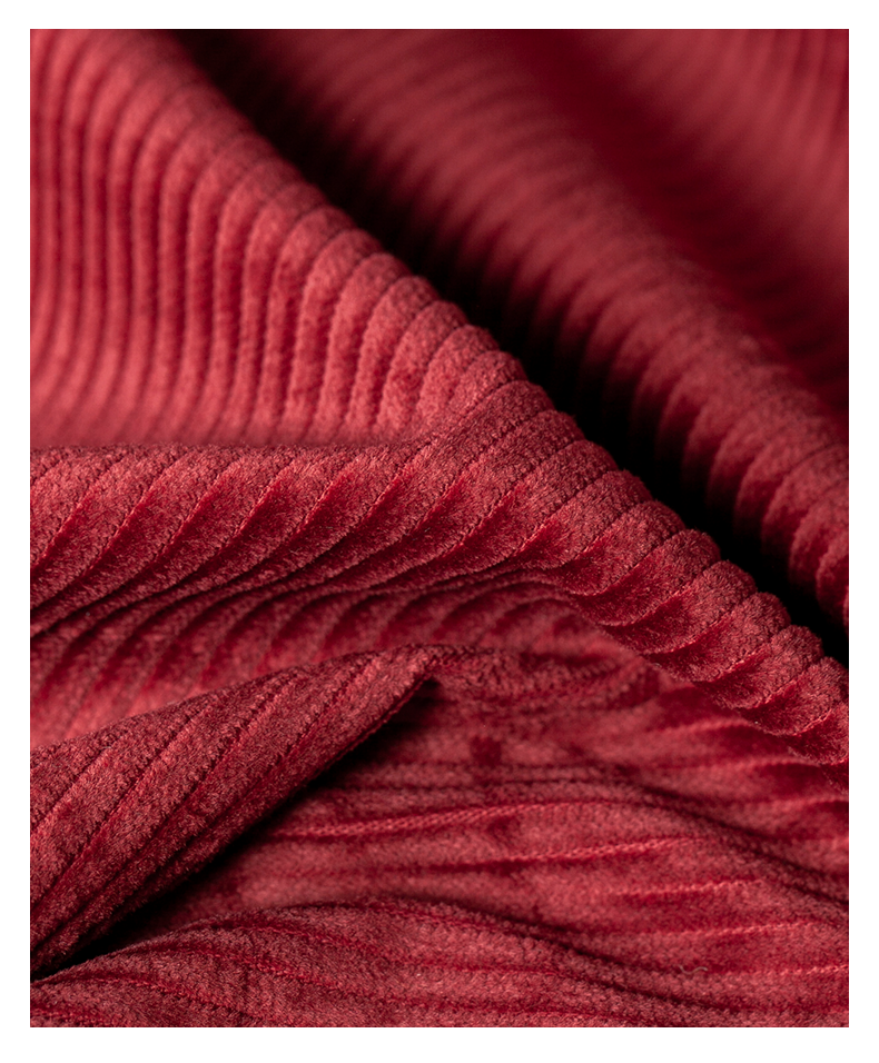 煊缎 加厚纯棉布料 正红色竖条纹灯芯绒休闲直筒裤子面料服装制衣春夏