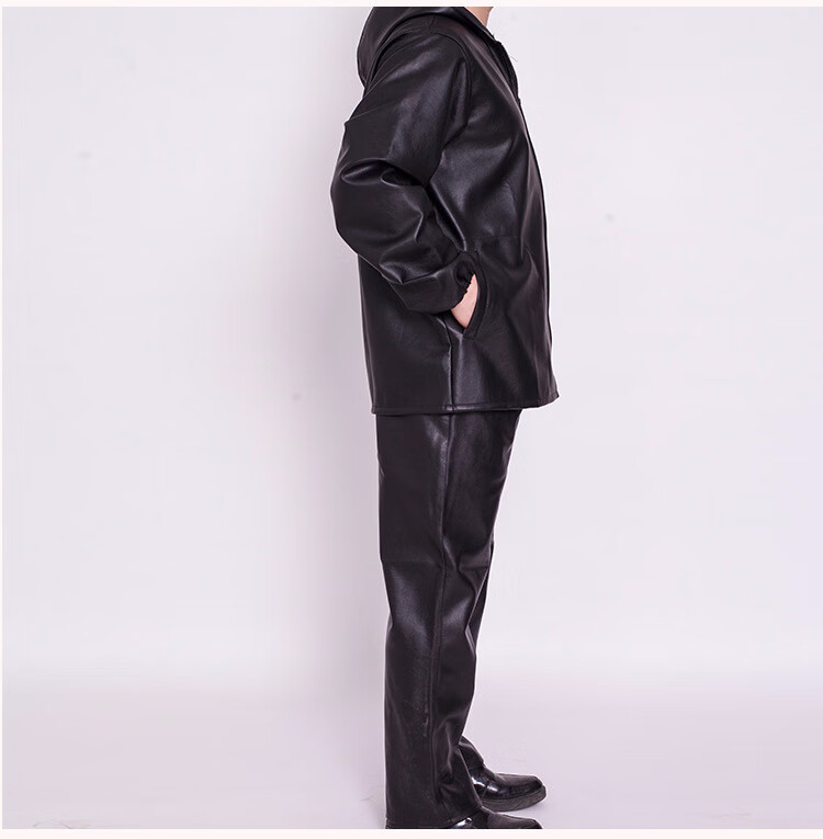 皮衣皮裤套装修车水产洗车摩托车外卖罩衣劳保工作服冬天裤子防寒皮裤