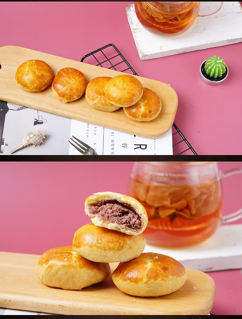 京隆 京隆北京京隆绿豆爽红豆烧传统手工糕点心豆沙酥饼早餐零食小吃