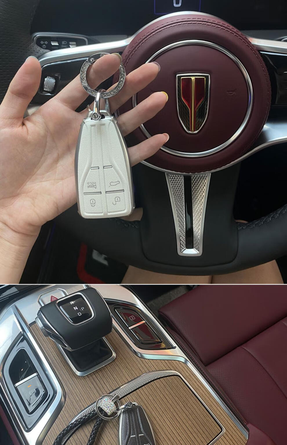 定制适用于红旗h5钥匙套红旗h7hs5hs7汽车钥匙包扣壳男女 红旗a款白色