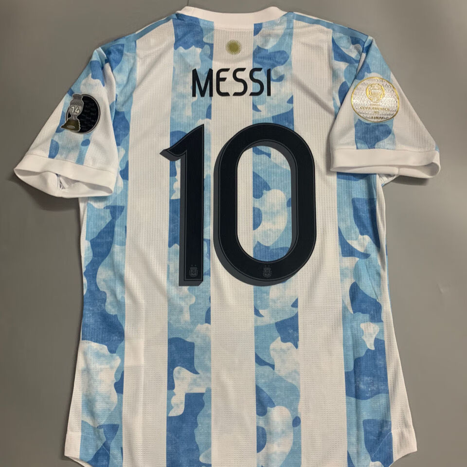 lkcb 球员版美洲杯2021阿根廷国家队主场球衣10号梅西足球服 2021决赛
