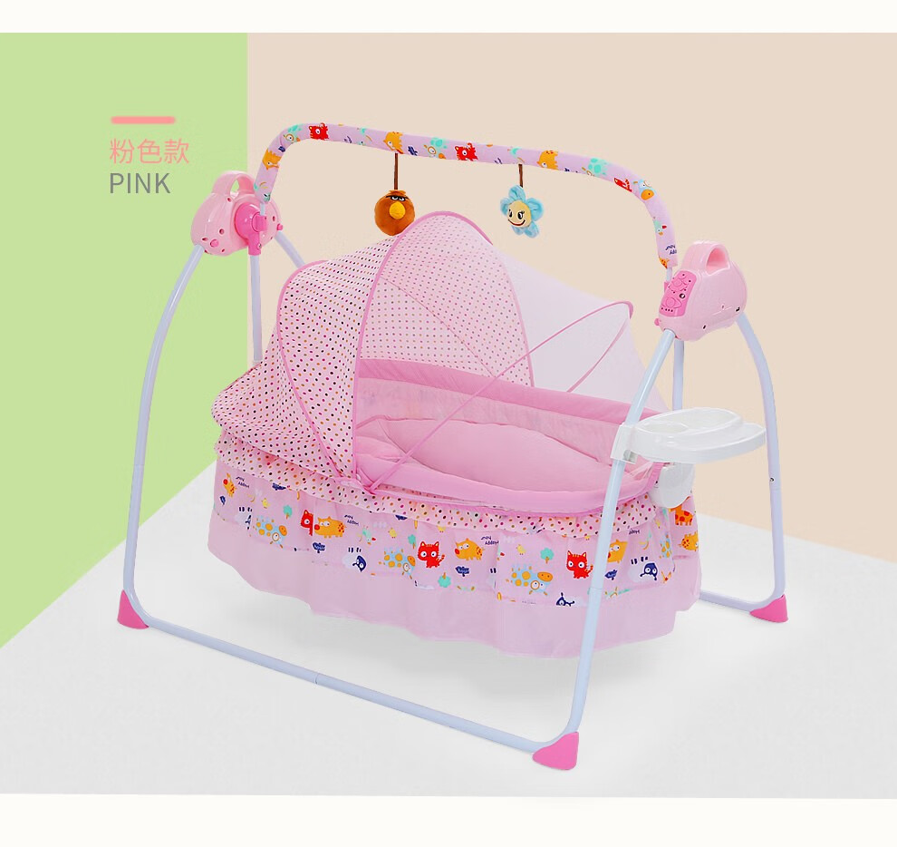 电动摇篮床床边床哄睡摇摇床哄娃神器宝宝摇篮小孩安抚摇床卡其标准版
