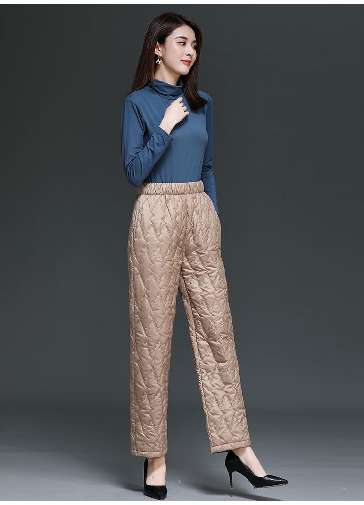 2021新款高质量冬季款轻薄女士棉裤女外穿丝棉裤子直筒阔腿裤宽松保暖