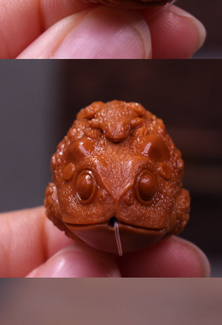 母子金蟾橄榄核单籽挂件舟山纯手工橄榄核橄榄胡核雕吊坠背云文玩手把