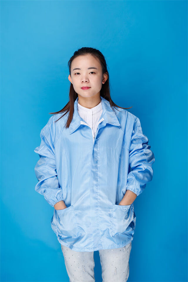 奥义驰拉链上衣翻领夹克防静电仁宝工作服单上衣翻领深蓝领白上衣l