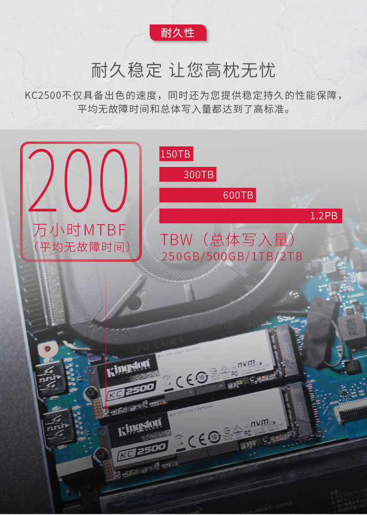 琦莎金士顿kc2500500gm2固态硬盘nvmepcie游戏笔记本台式机电脑ssdskc