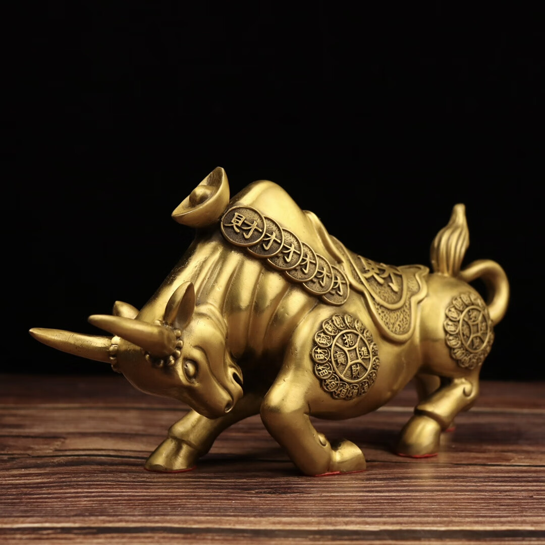 鼎盛福纯铜财福牛飞天牛摆件气势如虹牛气冲天发财纳福客厅办公室饰 d