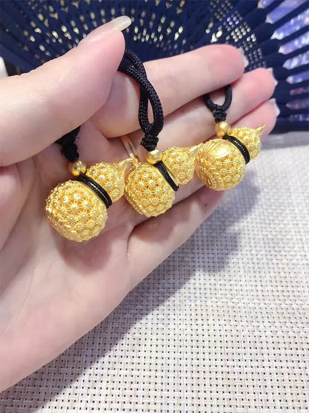 古法黄金镂空葫芦吊坠约13克【图片 价格 品