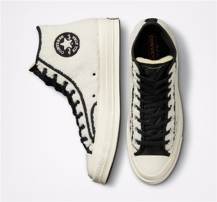 converse chuck 70s 匡威羊羔绒拼接黑白帆布鞋 172005c 40【图片