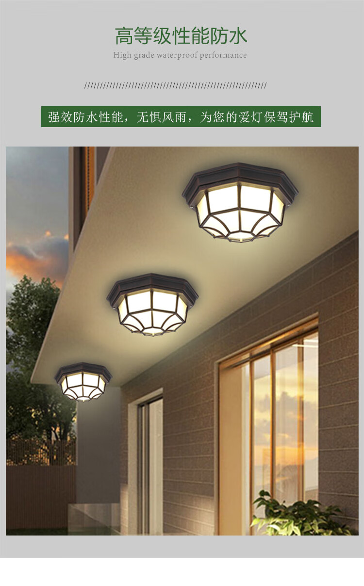 庭院大门别墅大门口灯户外吸顶灯门庭灯入户门口灯进门灯新中式防水