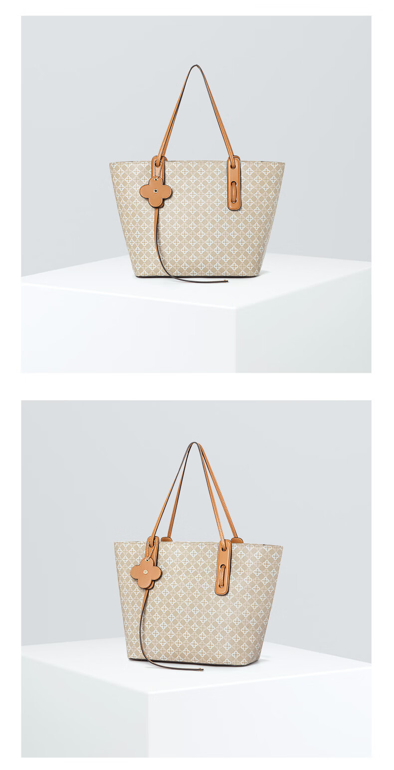 cassile卡思乐包包女2021新款时尚复古老花大容量单肩托特包深啡配