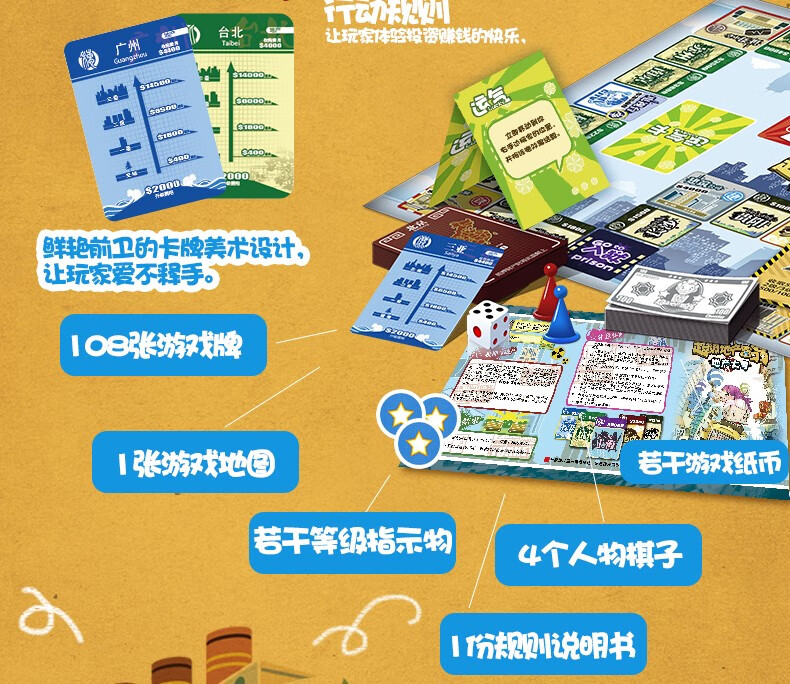超级暴走大富翁桌游卡牌游戏地产古玩大亨飞行棋儿童益智怀旧休闲暴走