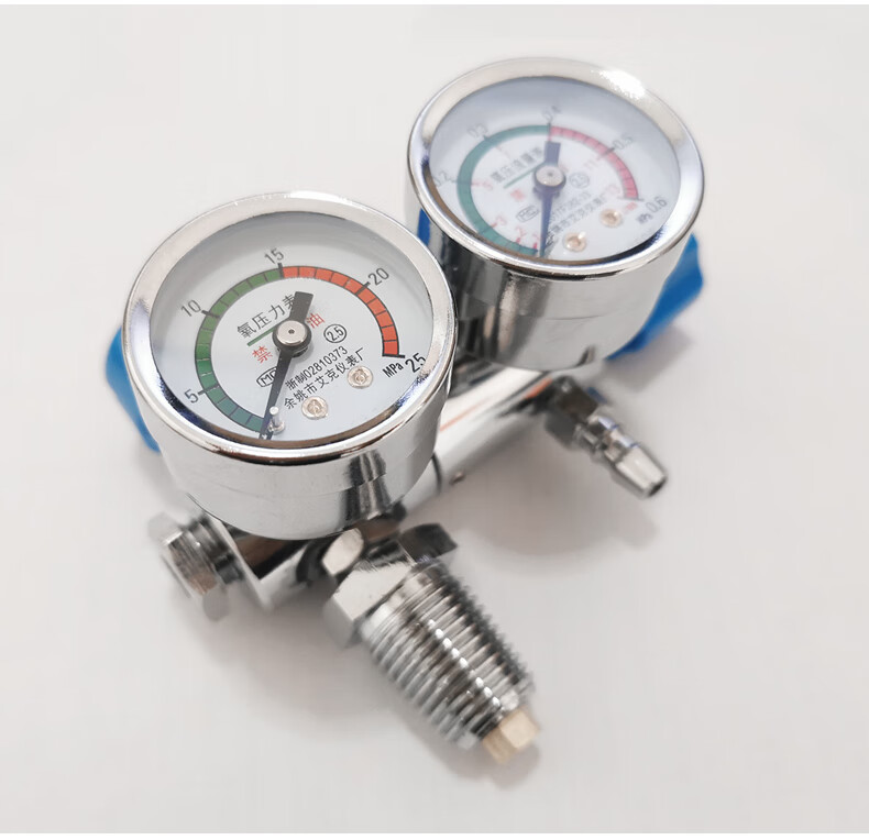 医用氧气表压力表双表家用流量表1224升减压阀氧桥dy2双表氧气表