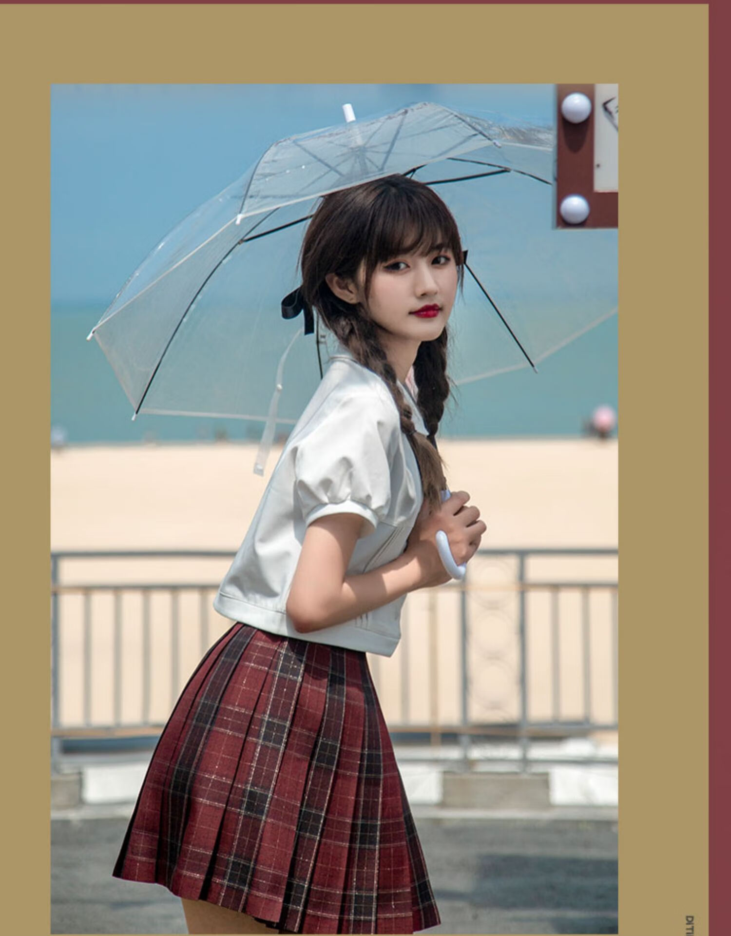 国王与夜莺jk制服渡忘川原创正版红色格裙少女夏金线短裙子48cm拍下15