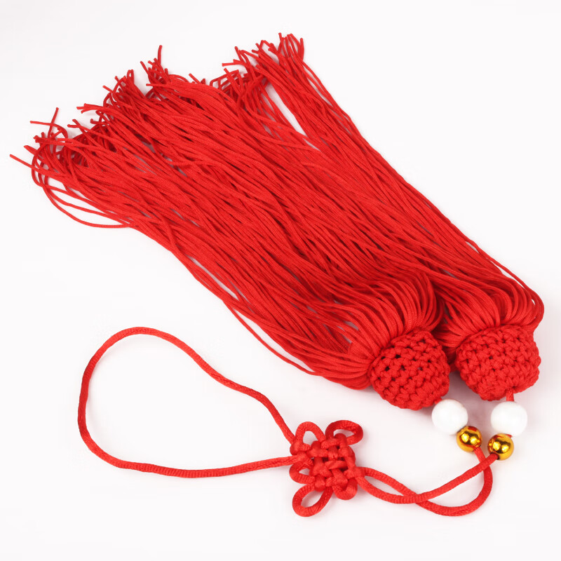龙动力 太极剑冰丝剑穗大号中国结宝剑须宝剑穗子晨练剑伸缩剑穗 红色