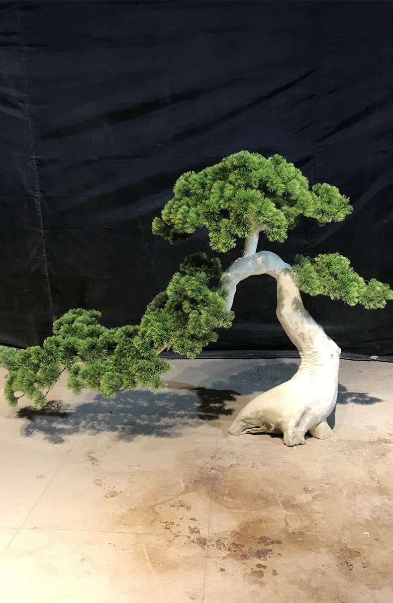 甲门jiamen轻奢高端仿真树迎客松雪松实木室内造景装饰假树中式客厅