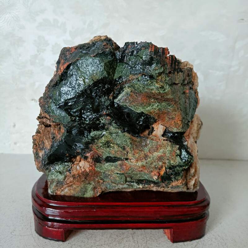 宏火阁礼品 奇石青海七彩石观赏石天然原石摆件国画石乔迁办公居家