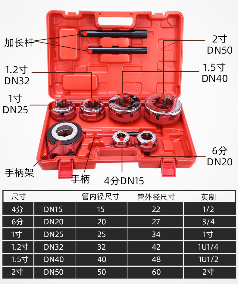 手动小型套丝机手持镀锌管开牙水暖管绞丝神器轻型消防管套丝工具手动