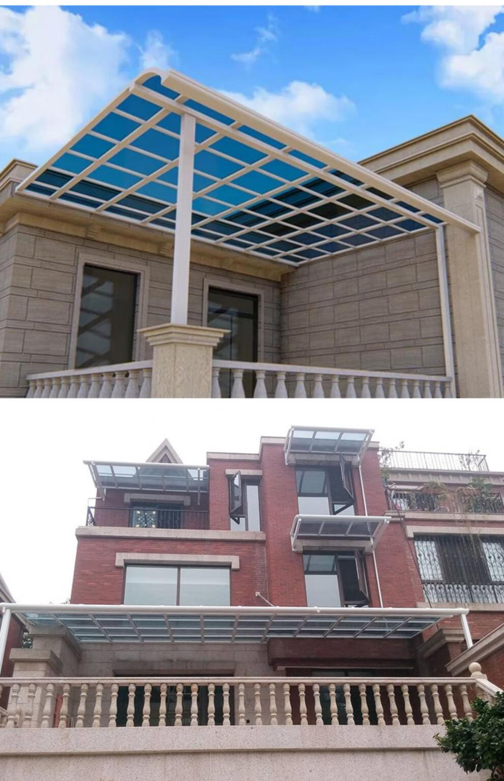 雨棚阳台庭院阳光棚铝合金雨棚别墅轻奢阳光棚户外遮阳棚露台门窗庭院