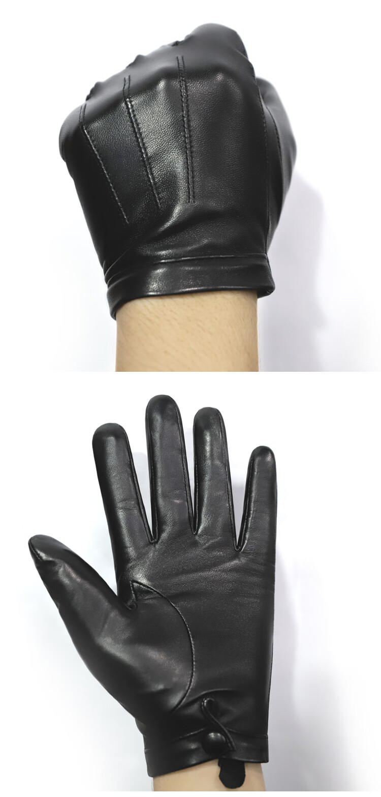 皮尔卡丹皮手套高级感 真皮手套男秋冬头层纯羊皮复古开摩托车机车