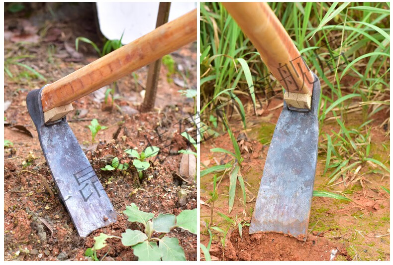 斗昂农用全钢锻打长柄锄镢头种菜挖笋专用弹簧钢条除草工具轴承钢锻打