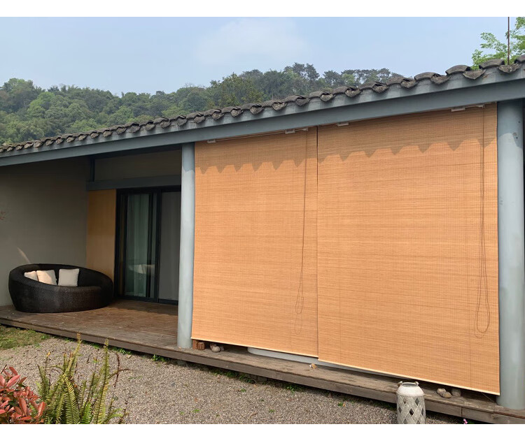 2022新款户外凉亭窗帘户外竹帘卷帘窗帘上清漆防雨水防晒遮阳遮光室外