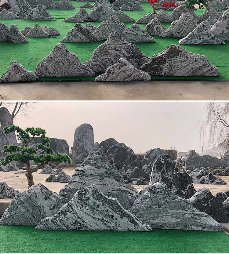 石泰山石切片组合大型景观石头户外庭院枯山水造景假山室内 雪浪石