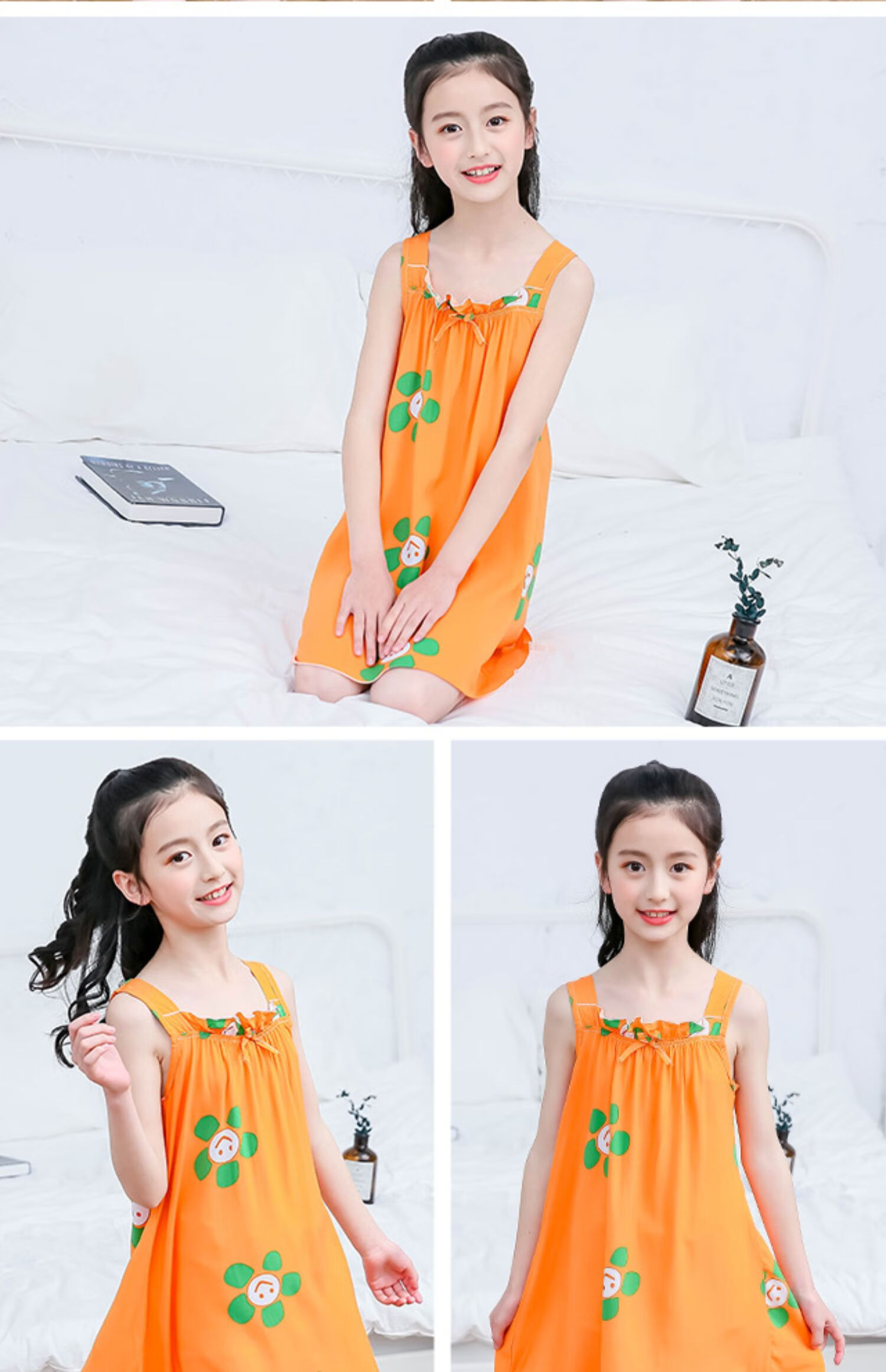 女童睡裙夏季薄款棉绸公主吊带裙儿童裙子小女孩无袖睡衣家居服ddx