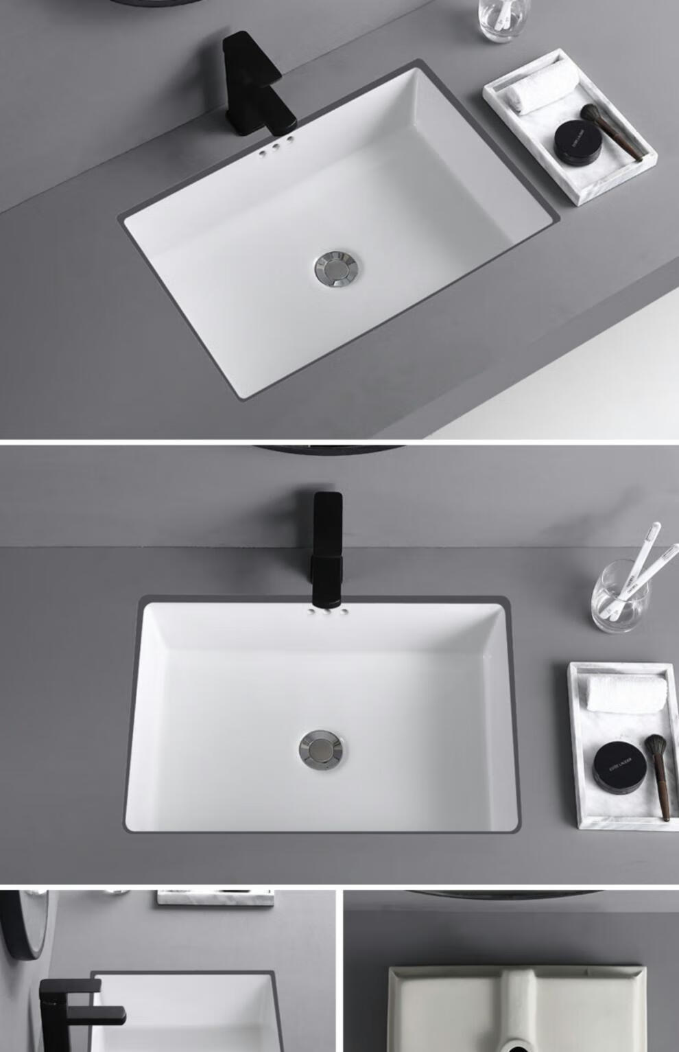 科勒kohler陶瓷台下盆嵌入式平底方形台下洗手盆洗脸盆台盆洗手池家用