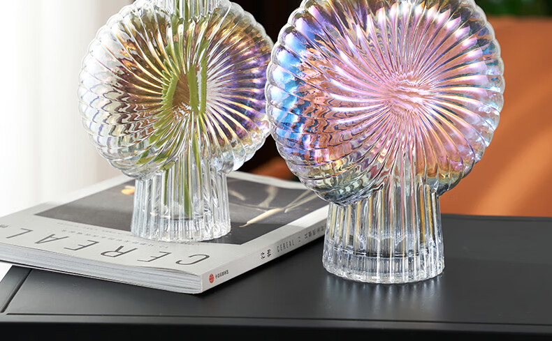 卡芬蒂简约扇形玻璃花瓶透明网红ins风客厅办公室餐桌面插花装饰品