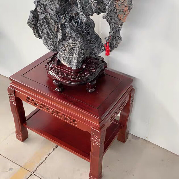 超承重盆景架实木奇石架底座鱼缸架榆木客厅工艺品架茶几置物架子栗子