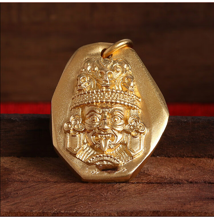 梦赤心古法金足金999黄金扎基拉姆佛牌财神项链吊坠佛珠挂坠可定大小