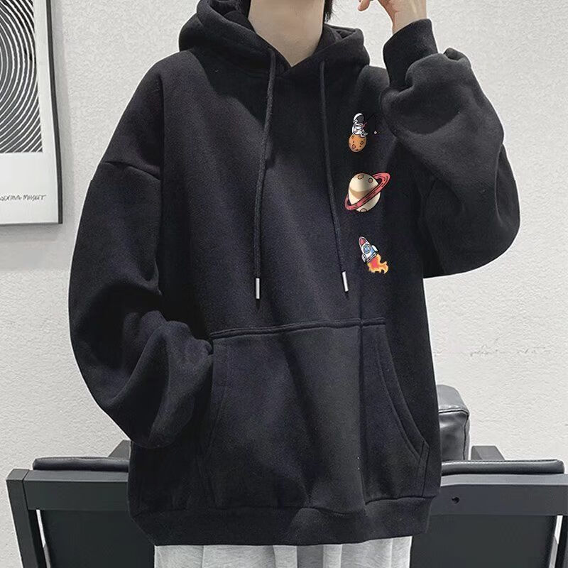 山东青岛即墨卫衣男带帽男生外套秋冬季加绒加厚初中男装港风连帽灰色