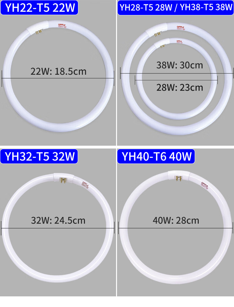 欧普照明环形灯管yh22w28w32w40w节能环管三基色四针t5t6吸顶圆形 22w